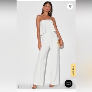 Lulus What Lovers Do White Strapless Wide-Leg Jumpsuit